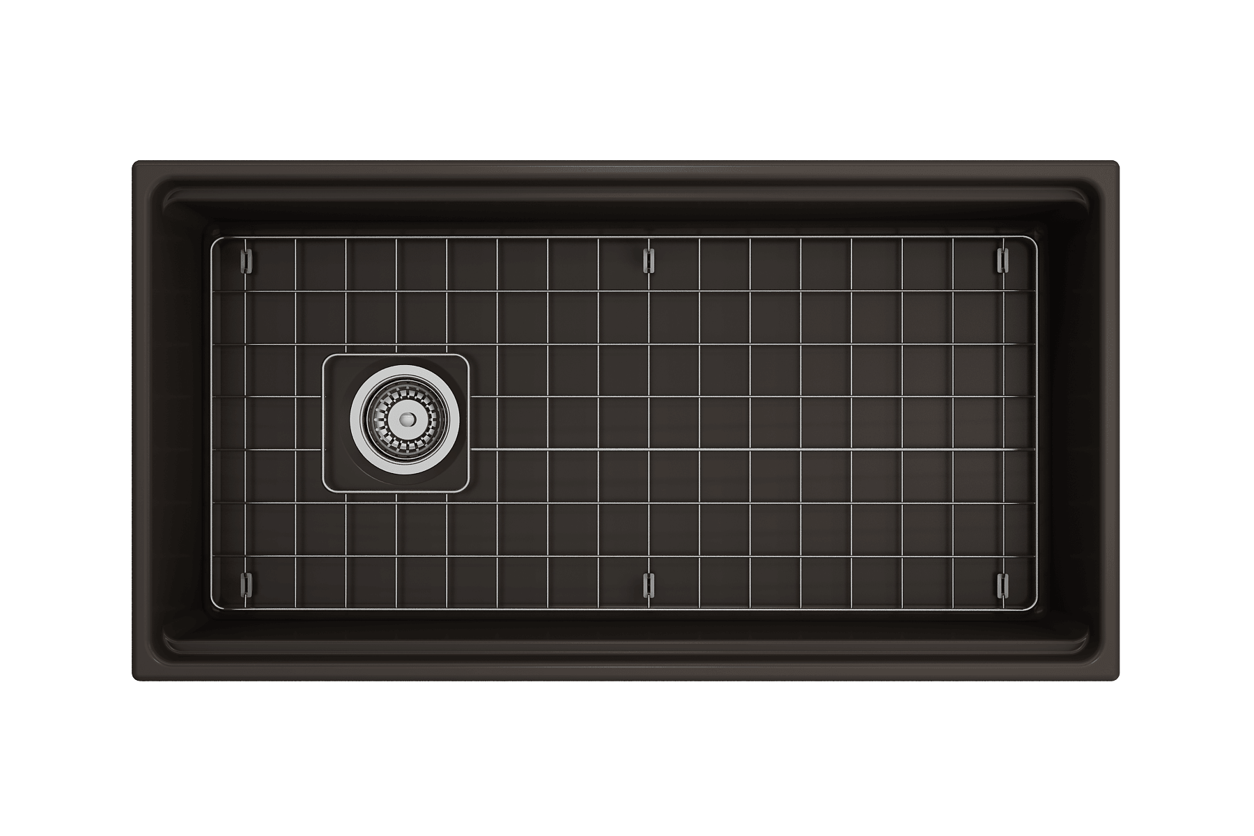 BOCCHI Contempo 36" Fireclay Workstation Farmhouse Sink with Accessories, Matte Brown, 1505-025-0120