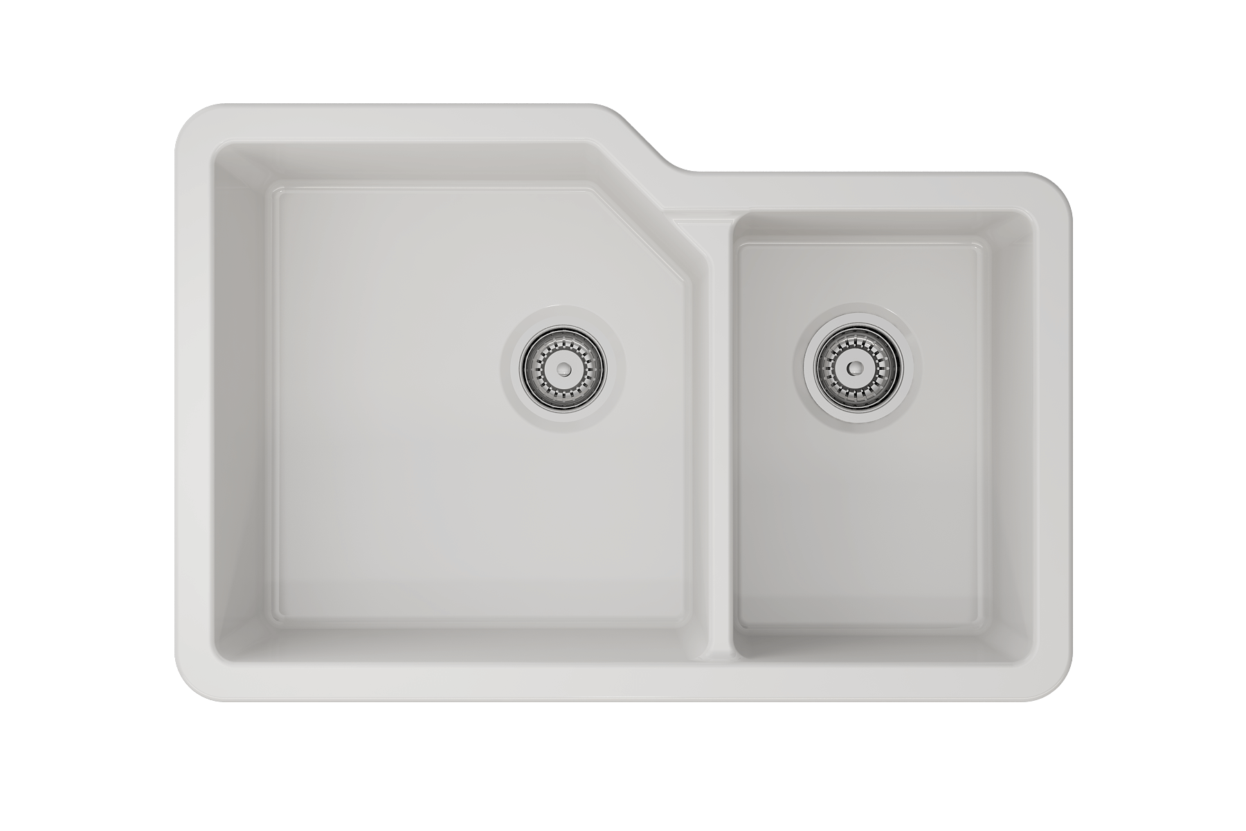 BOCCHI Sotto 33" Dual Mount Fireclay Kitchen Sink with Accessories, 60/40 Double Bowl, White, 1506-001-0120