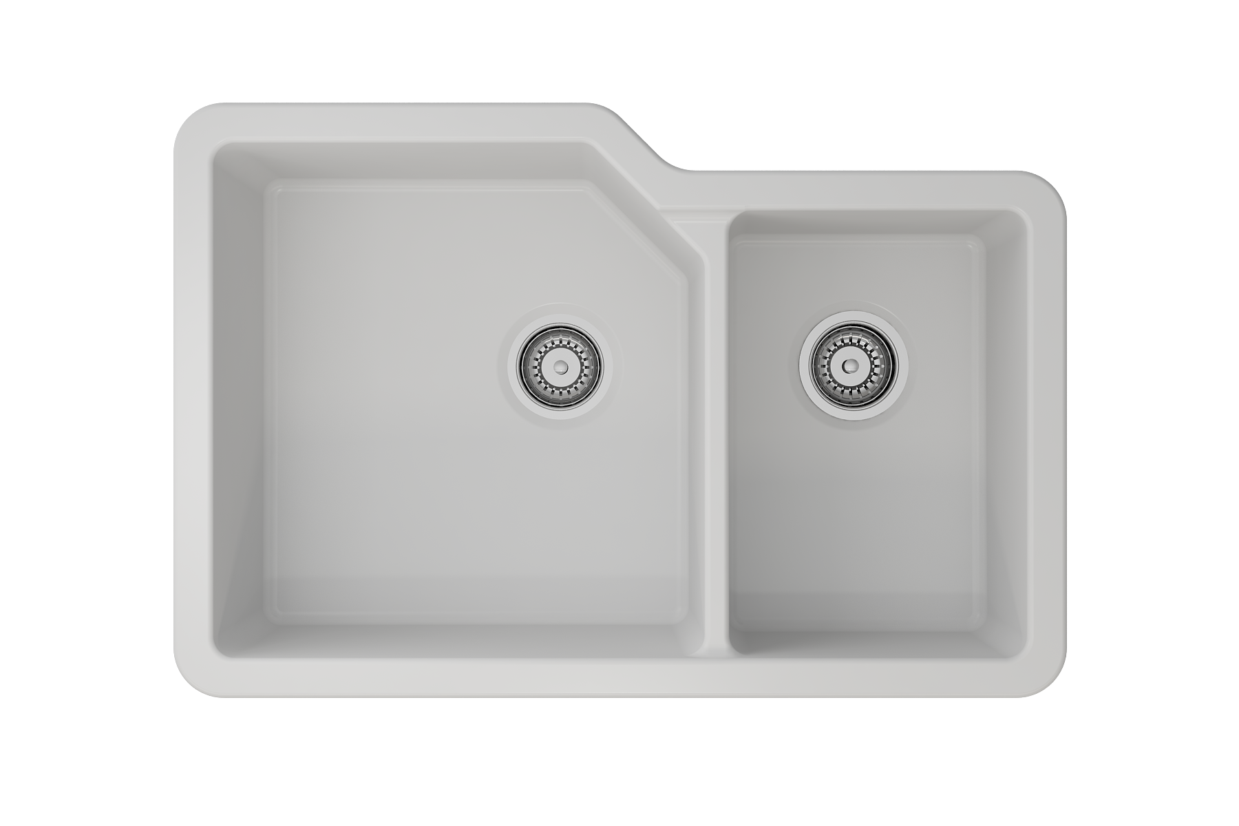 BOCCHI Sotto 33" Dual Mount Fireclay Kitchen Sink with Accessories, 60/40 Double Bowl, Matte White, 1506-002-0120