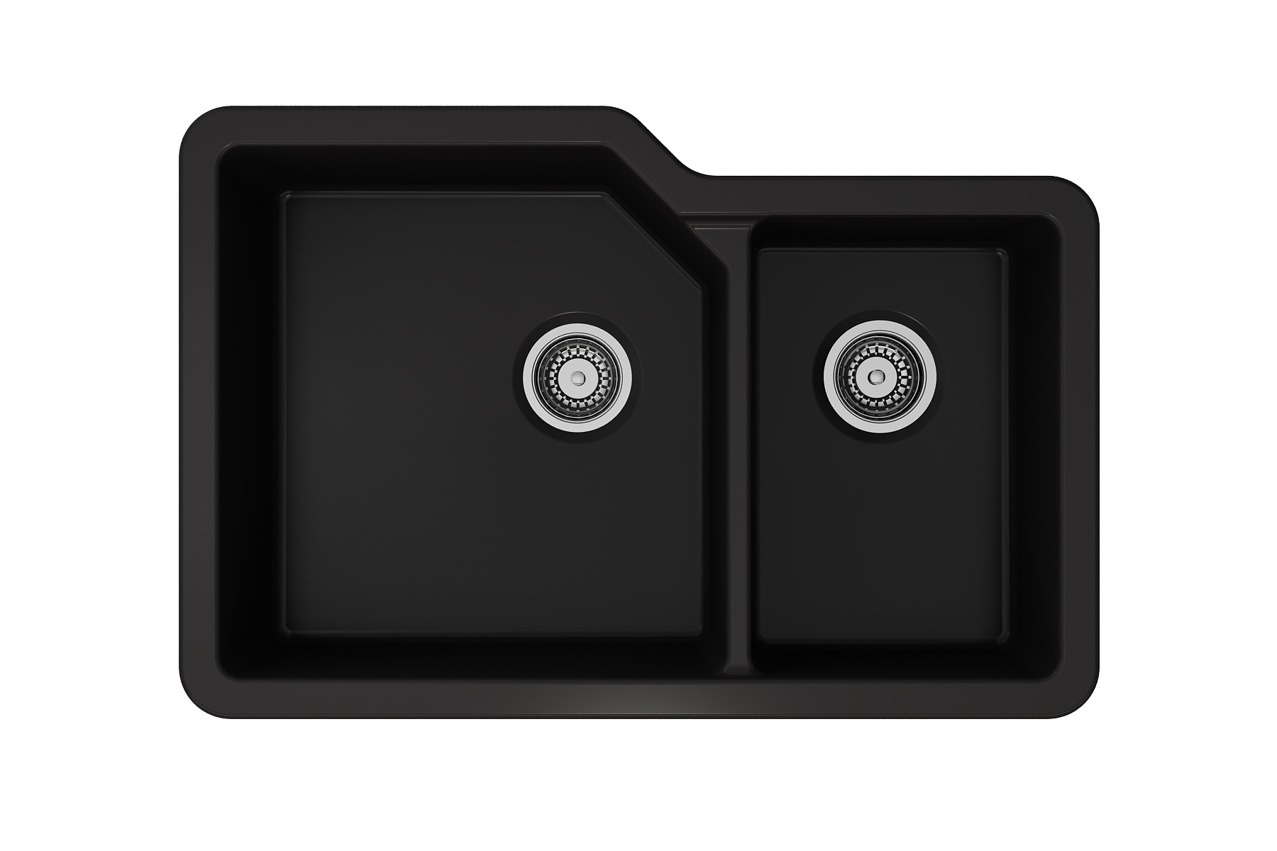 BOCCHI Sotto 33" Dual Mount Fireclay Kitchen Sink with Accessories, 60/40 Double Bowl, Matte Black, 1506-004-0120