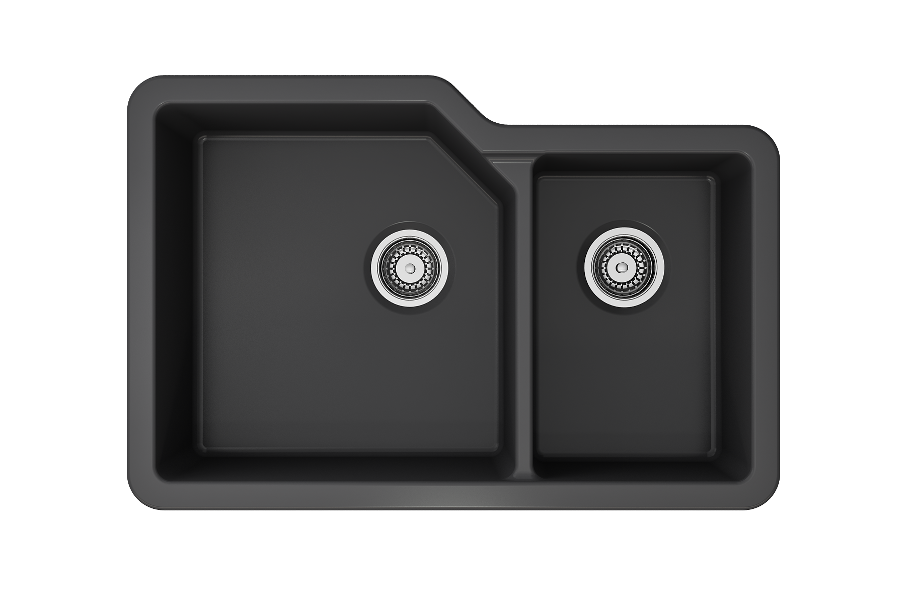 BOCCHI Sotto 33" Dual Mount Fireclay Kitchen Sink with Accessories, 60/40 Double Bowl, Matte Dark Gray, 1506-020-0120