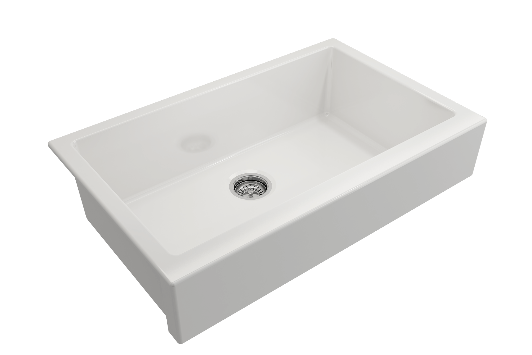 BOCCHI Nuova 34" Fireclay Retrofit Farmhouse Sink with Accessories, White, 1551-001-0120