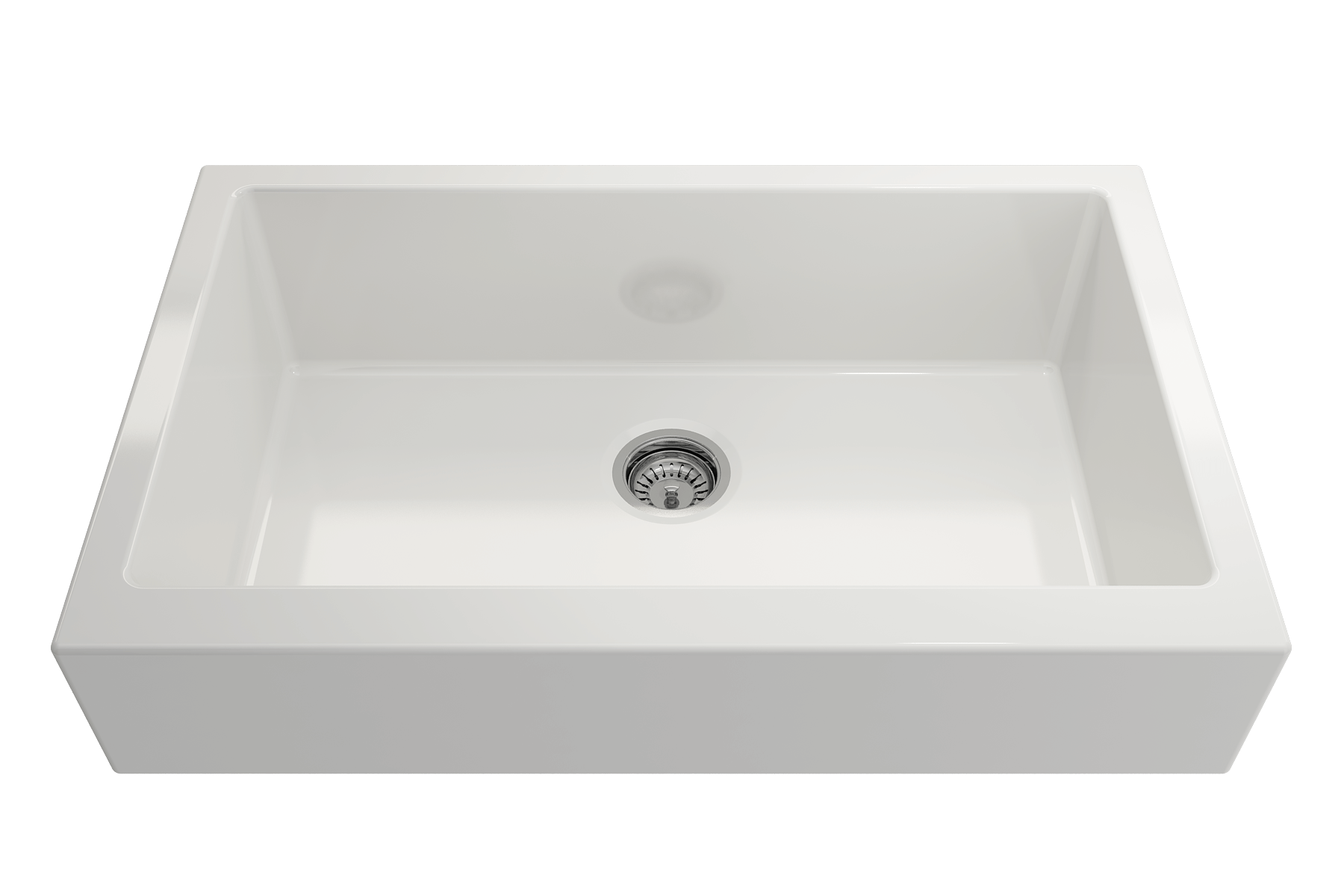 BOCCHI Nuova 34" Fireclay Retrofit Farmhouse Sink with Accessories, White, 1551-001-0120