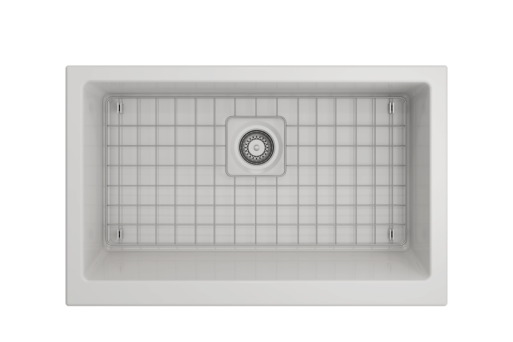 BOCCHI Nuova 34" Fireclay Retrofit Farmhouse Sink with Accessories, White, 1551-001-0120