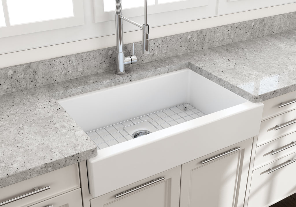 Bocchi Nuova 34 Fireclay Retrofit Farmhouse Sink With Accessories Ma 3699