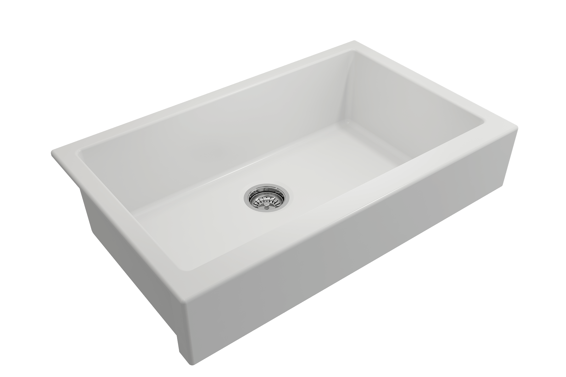 BOCCHI Nuova 34" Fireclay Retrofit Farmhouse Sink with Accessories, Matte White, 1551-002-0120