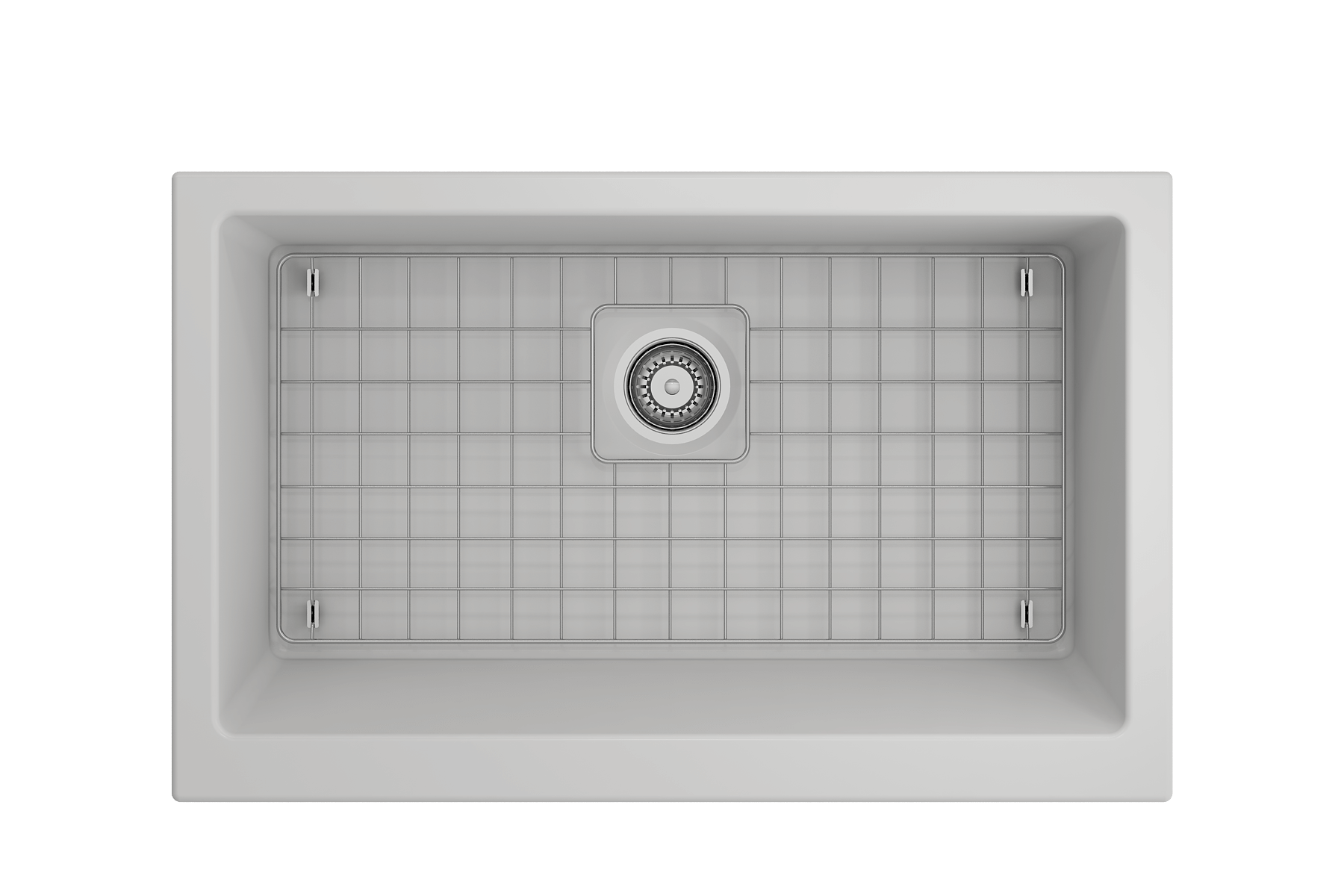 BOCCHI Nuova 34" Fireclay Retrofit Farmhouse Sink with Accessories, Matte White, 1551-002-0120