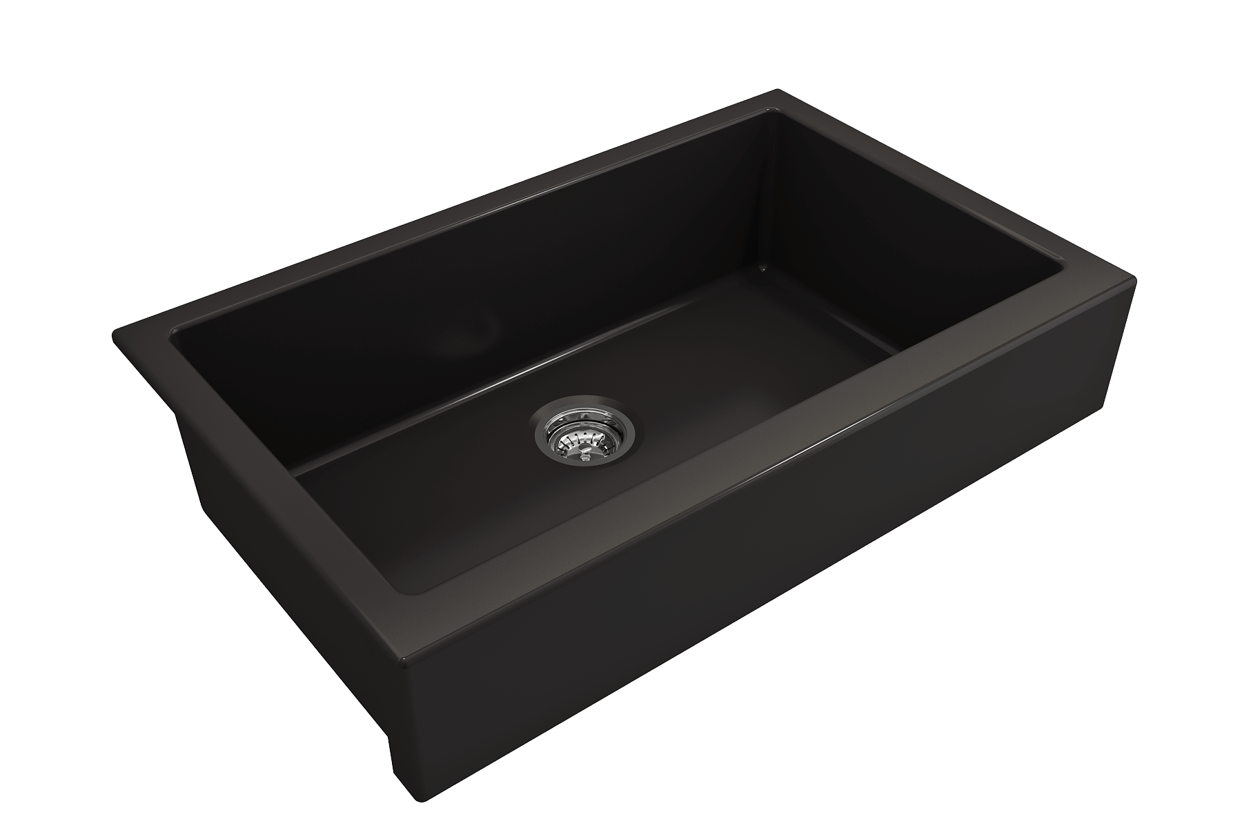 BOCCHI Nuova 34" Fireclay Retrofit Farmhouse Sink with Accessories, Matte Black, 1551-004-0120