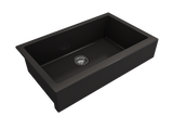 BOCCHI Nuova 34" Fireclay Farmhouse Sink Kit with Accessories, Matte Black, 1551-004-0120