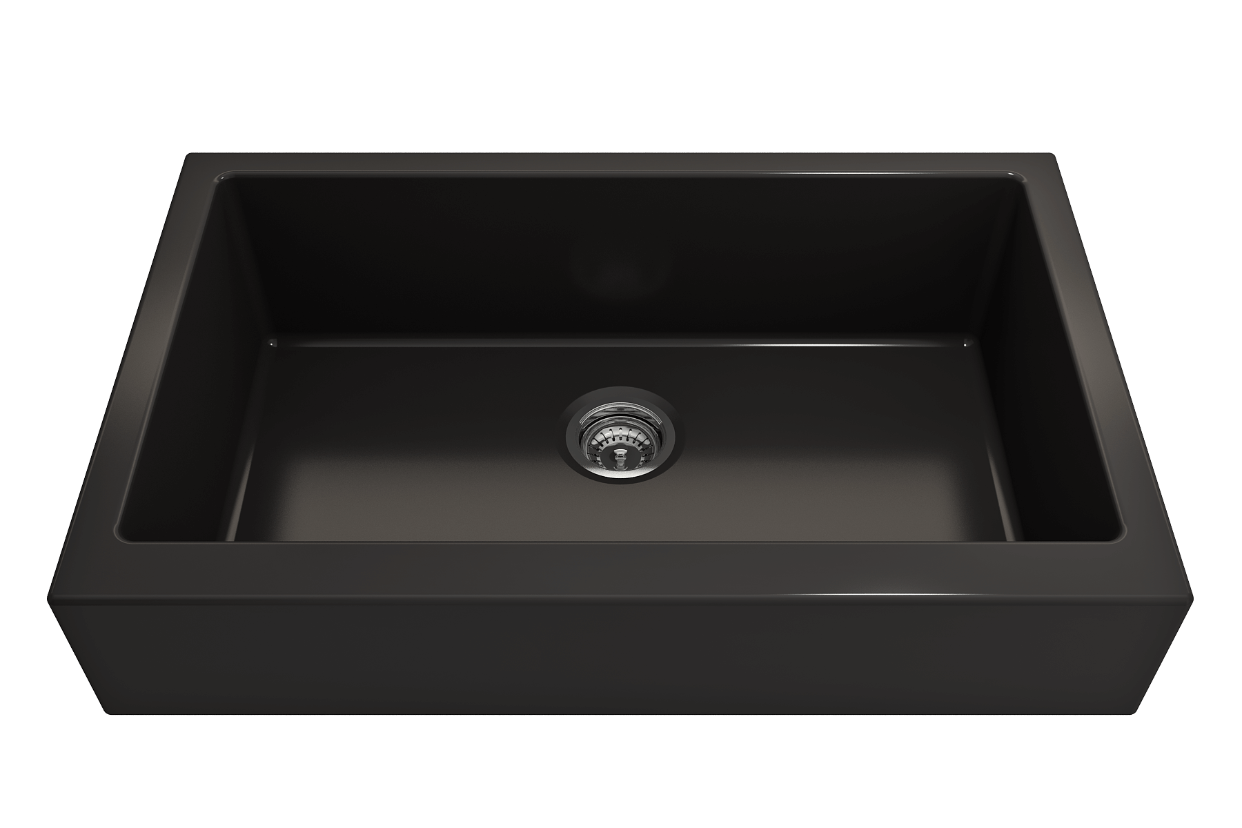 BOCCHI Nuova 34" Fireclay Retrofit Farmhouse Sink with Accessories, Matte Black, 1551-004-0120