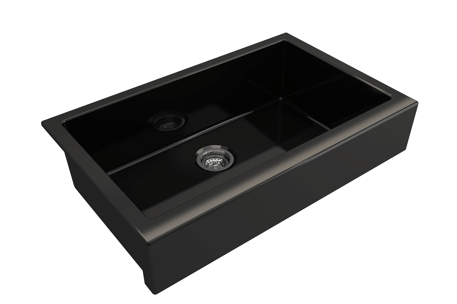 BOCCHI Nuova 34" Fireclay Retrofit Farmhouse Sink with Accessories, Black, 1551-005-0120