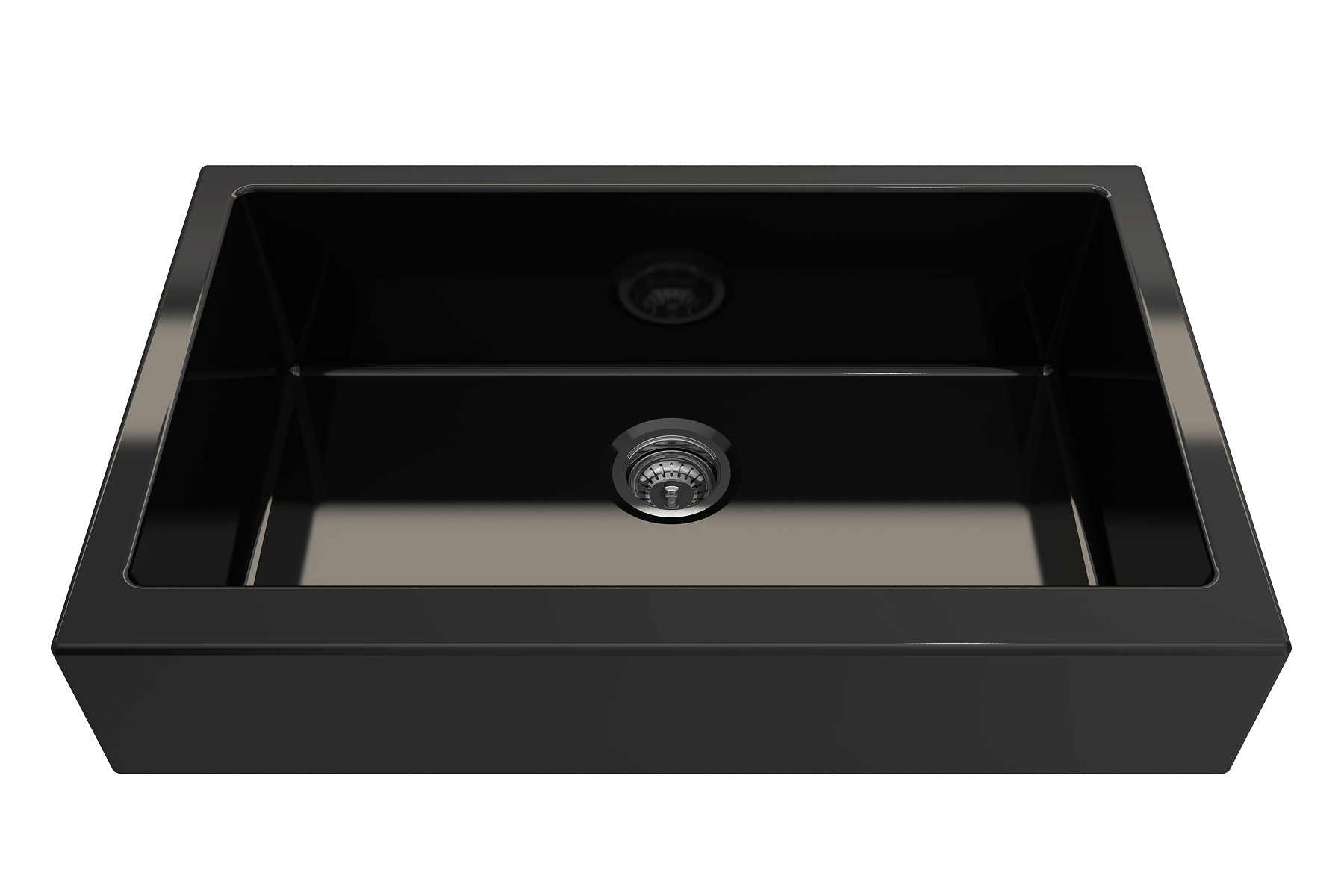BOCCHI Nuova 34" Fireclay Retrofit Farmhouse Sink with Accessories, Black, 1551-005-0120