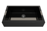 BOCCHI Nuova 34" Fireclay Retrofit Farmhouse Sink with Accessories, Black, 1551-005-0120