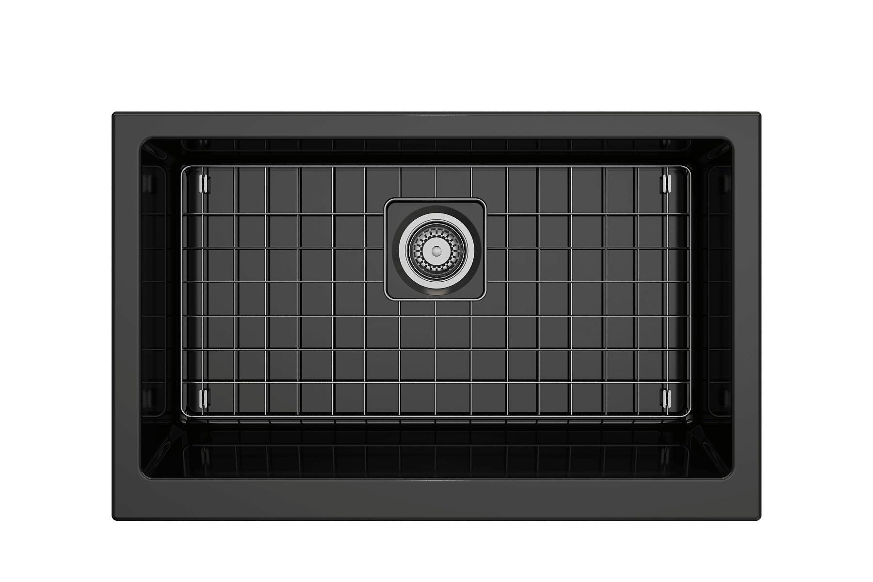 BOCCHI Nuova 34" Fireclay Retrofit Farmhouse Sink with Accessories, Black, 1551-005-0120
