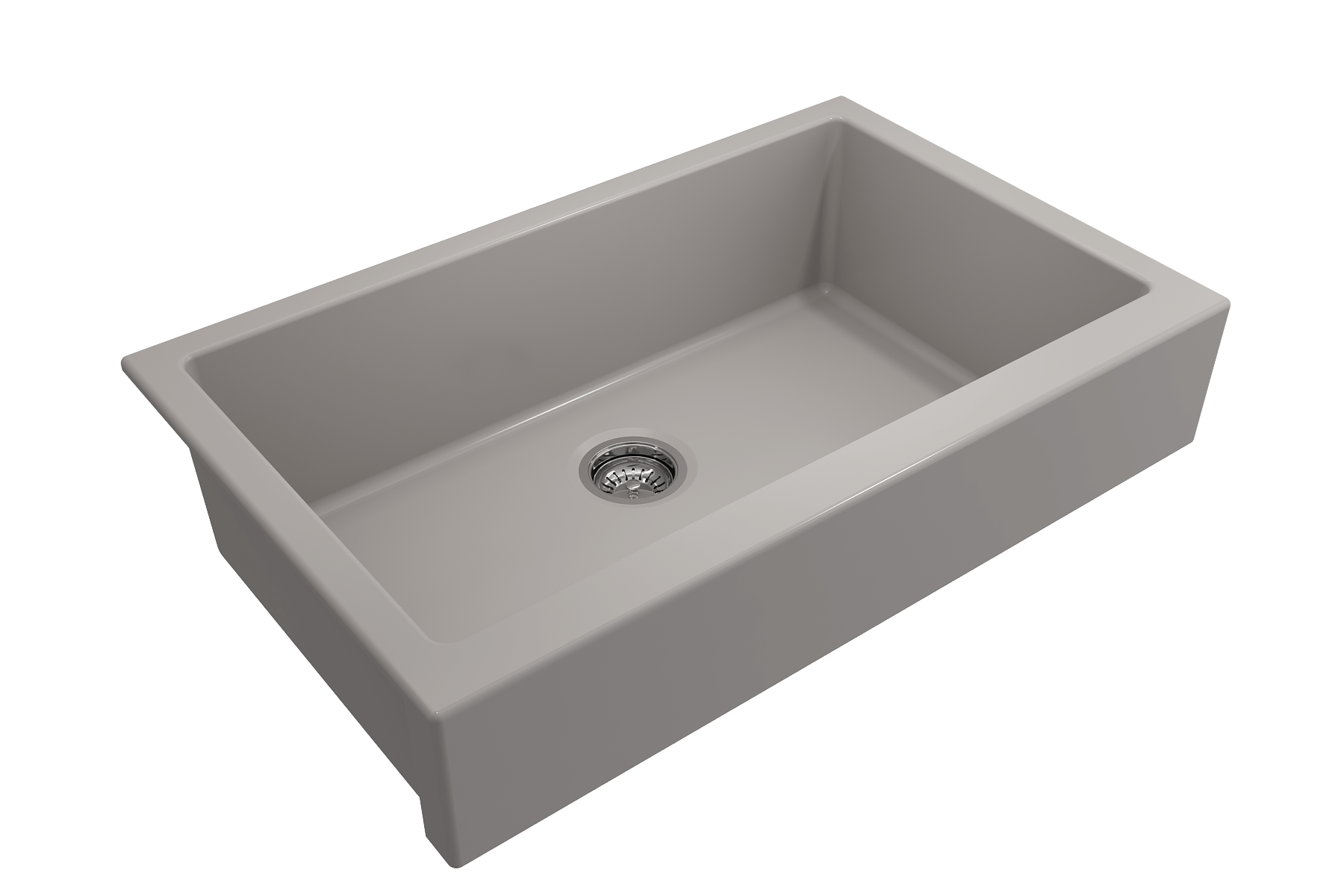 BOCCHI Nuova 34" Fireclay Retrofit Farmhouse Sink with Accessories, Matte Gray, 1551-006-0120