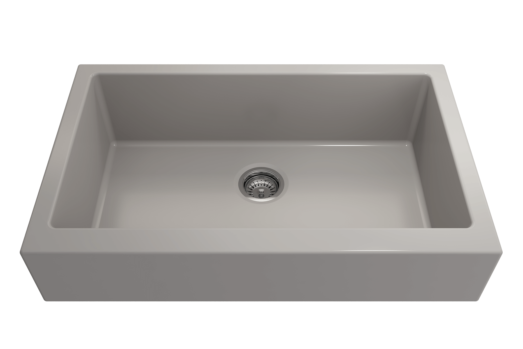 BOCCHI Nuova 34" Fireclay Retrofit Farmhouse Sink with Accessories, Matte Gray, 1551-006-0120