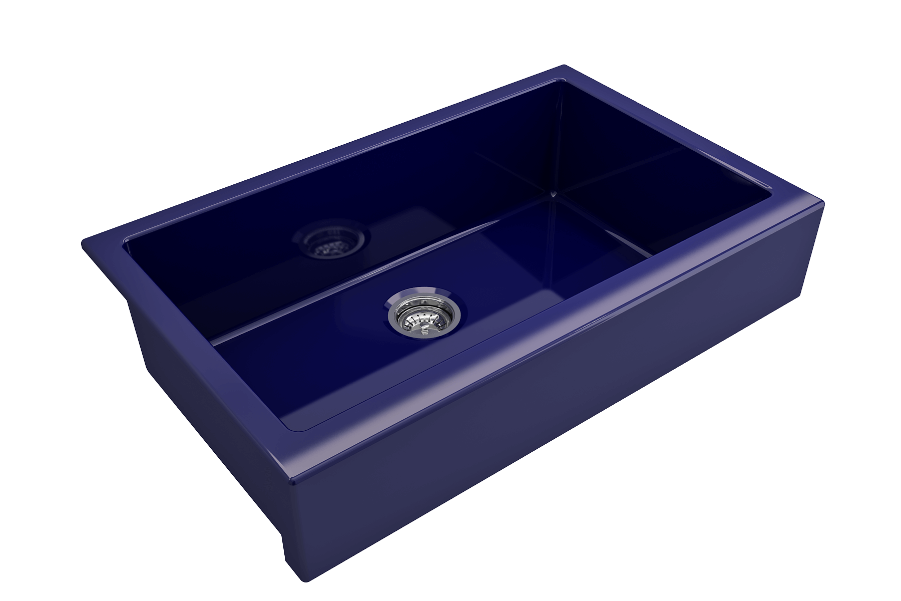 BOCCHI Nuova 34" Fireclay Retrofit Farmhouse Sink with Accessories, Sapphire Blue, 1551-010-0120