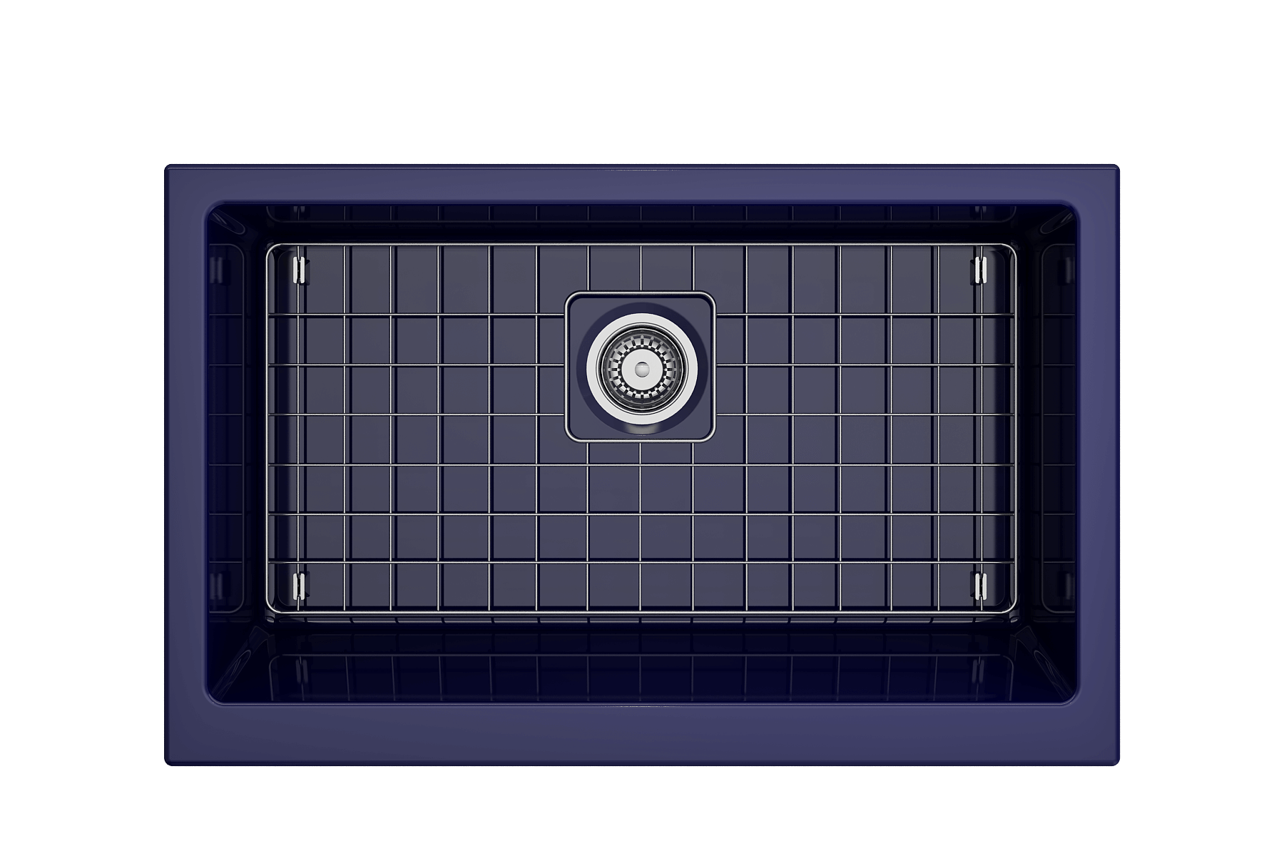 BOCCHI Nuova 34" Fireclay Retrofit Farmhouse Sink with Accessories, Sapphire Blue, 1551-010-0120