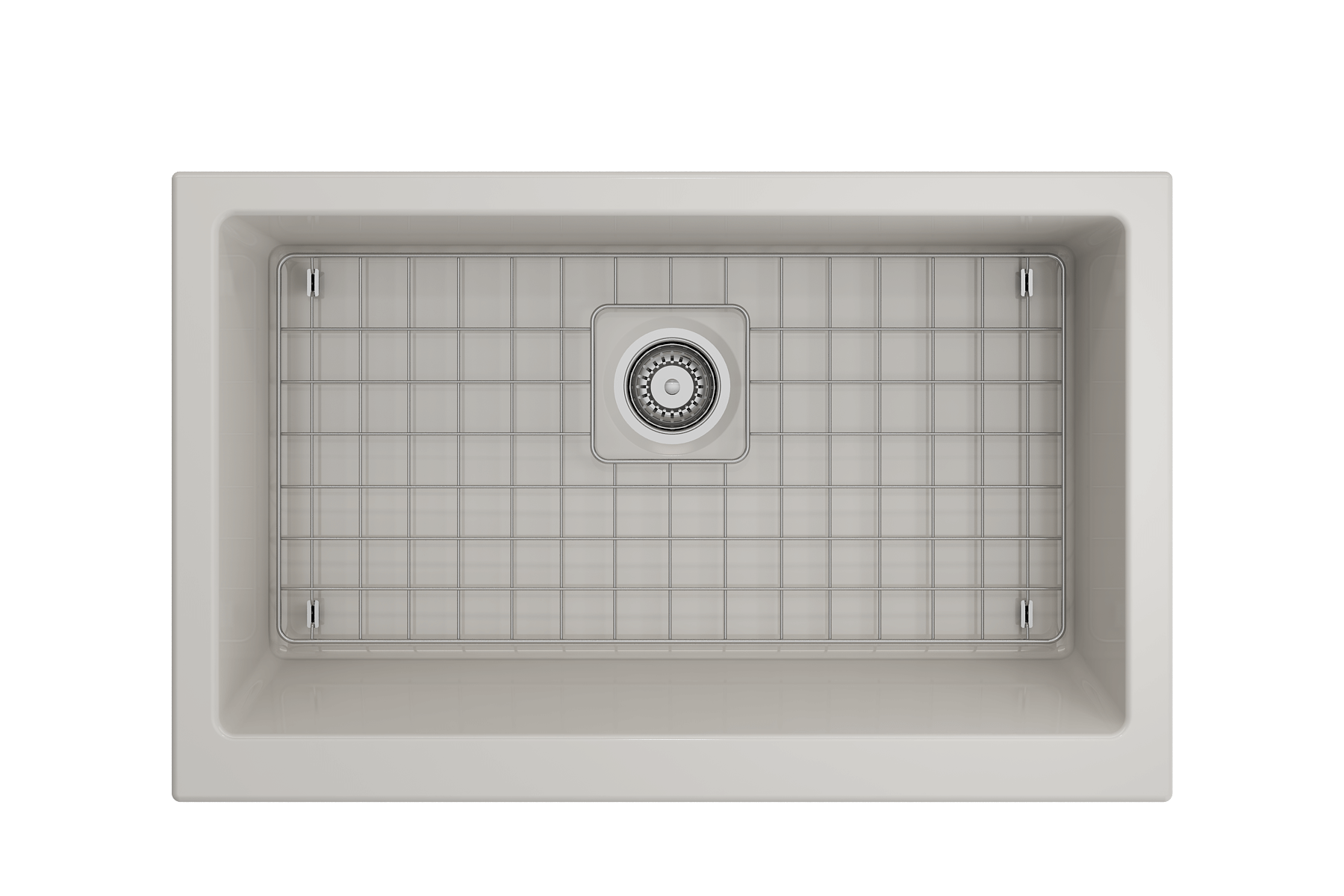 BOCCHI Nuova 34" Fireclay Retrofit Farmhouse Sink with Accessories, Biscuit, 1551-014-0120