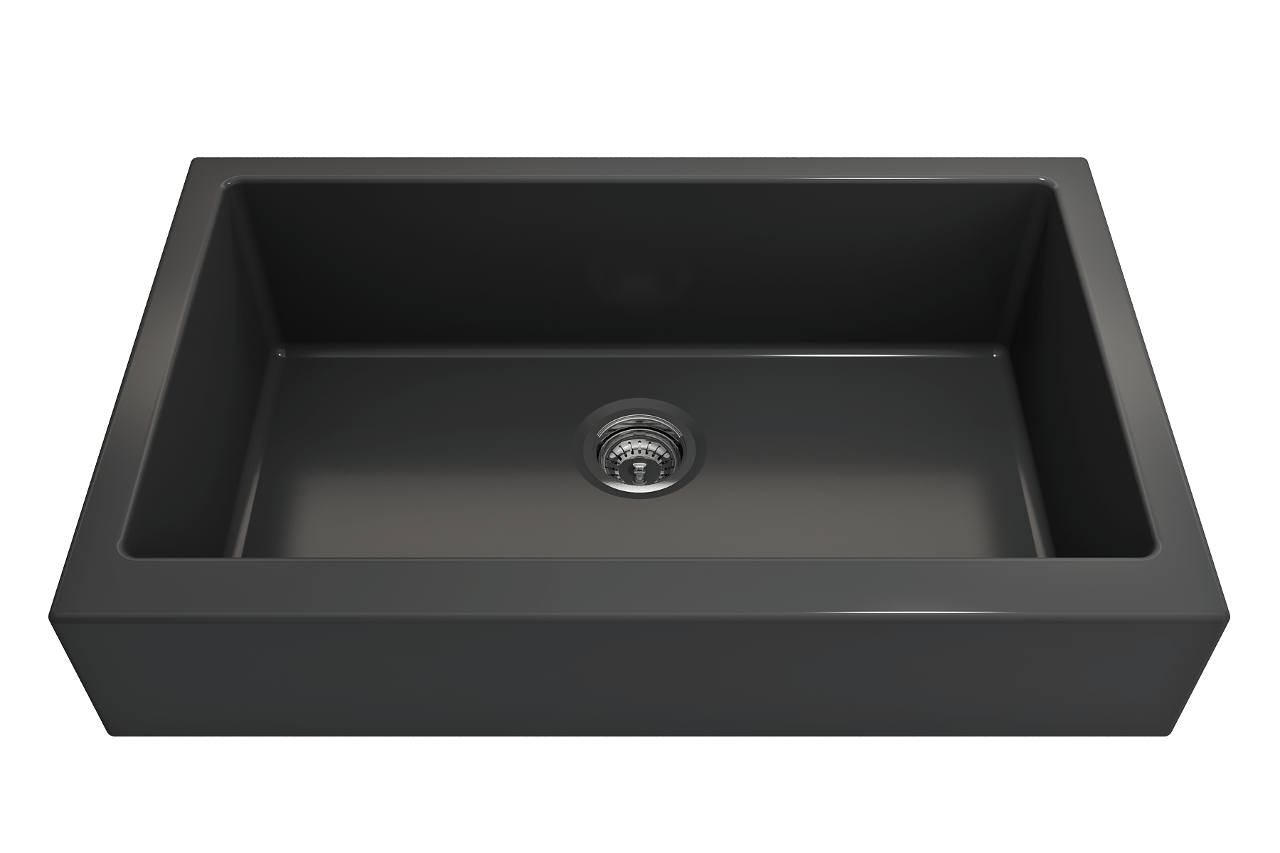 BOCCHI Nuova 34" Fireclay Retrofit Farmhouse Sink with Accessories, Matte Dark Gray, 1551-020-0120