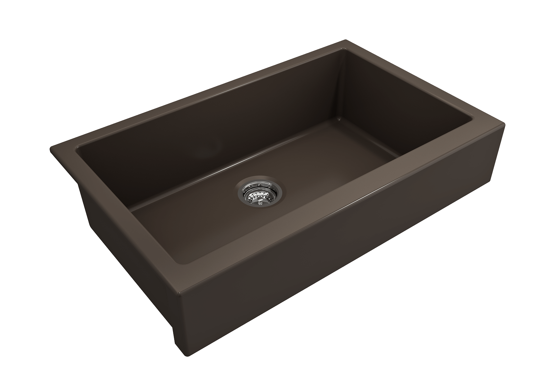 BOCCHI Nuova 34" Fireclay Retrofit Farmhouse Sink with Accessories, Matte Brown, 1551-025-0120