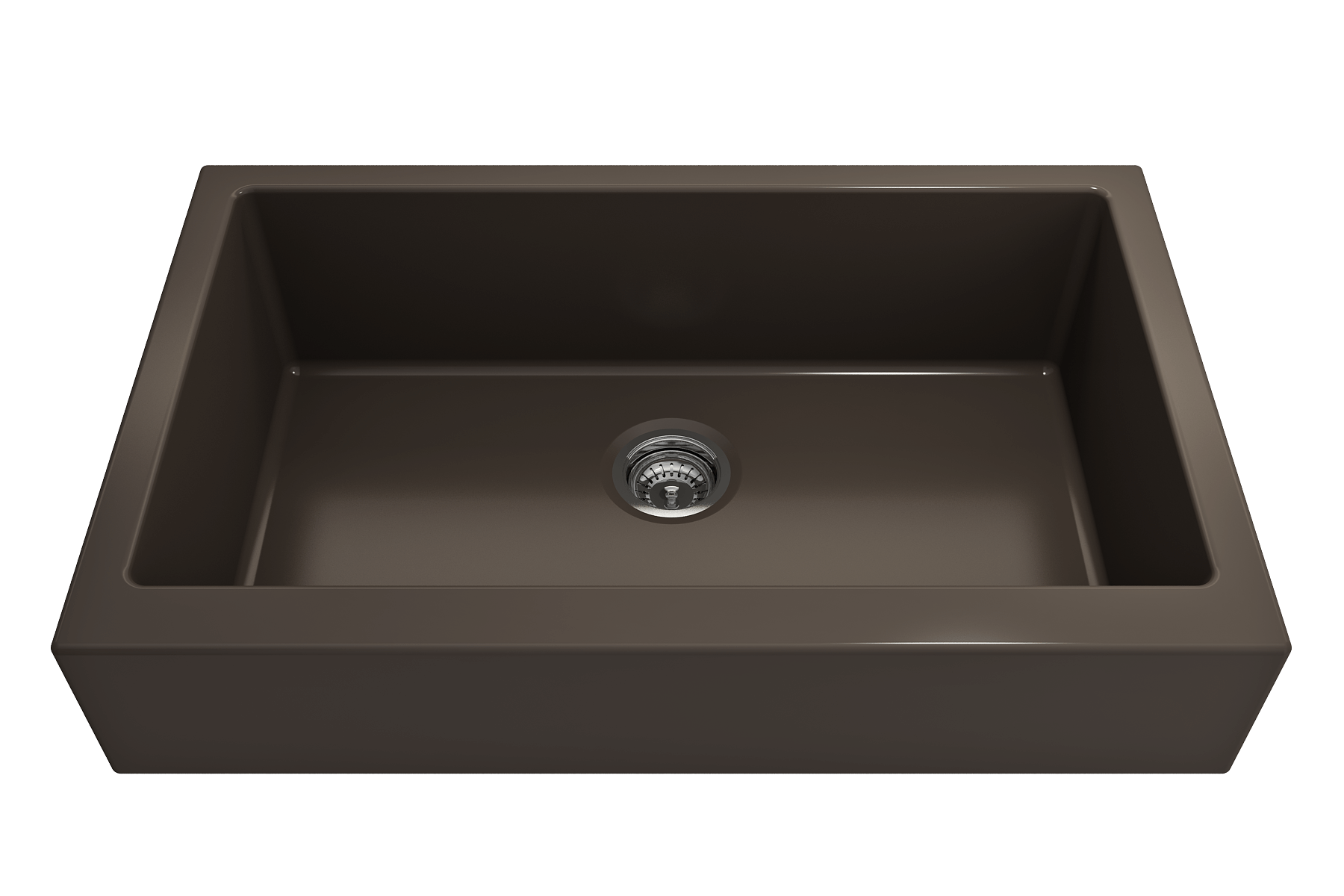 BOCCHI Nuova 34" Fireclay Retrofit Farmhouse Sink with Accessories, Matte Brown, 1551-025-0120