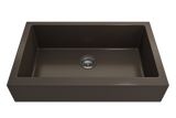 BOCCHI Nuova 34" Fireclay Farmhouse Sink Kit with Accessories, Matte Brown, 1551-025-0120