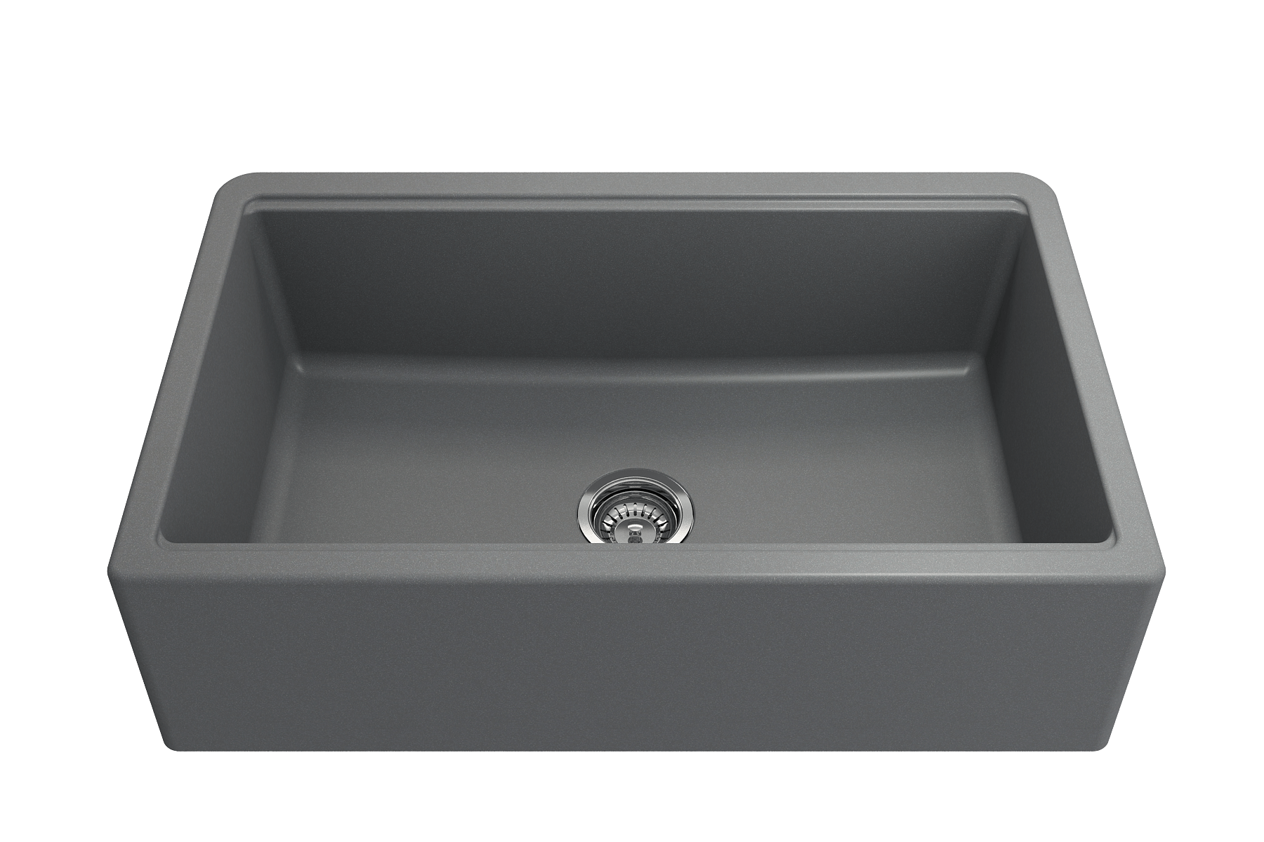 BOCCHI Arona 33" Composite Granite Workstation Farmhouse Sink with Accessories, Concrete Gray, 1600-506-0120