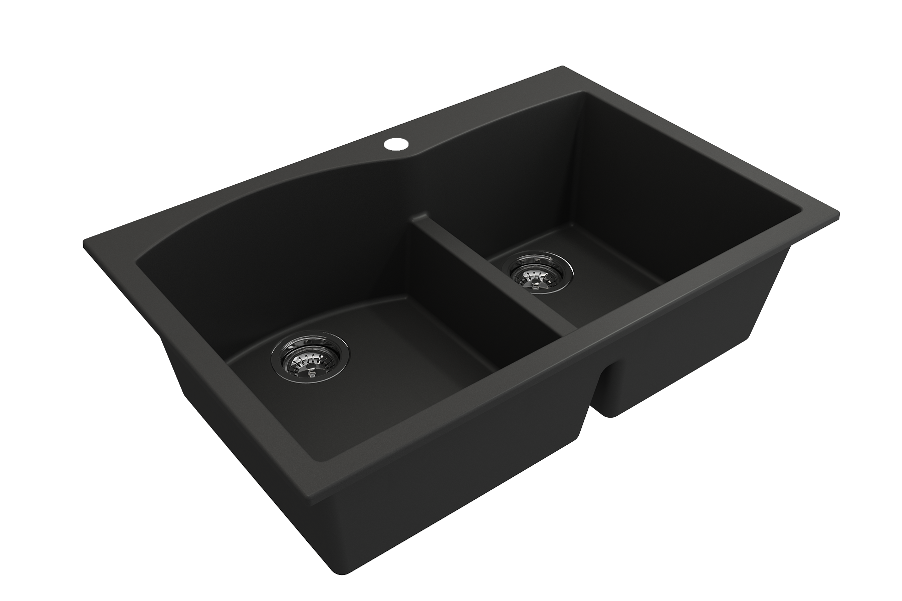 BOCCHI Campino Duo 33" Dual Mount Composite Granite Kitchen Sink, 60/40 Double Bowl, Matte Black, 1602-504-0126