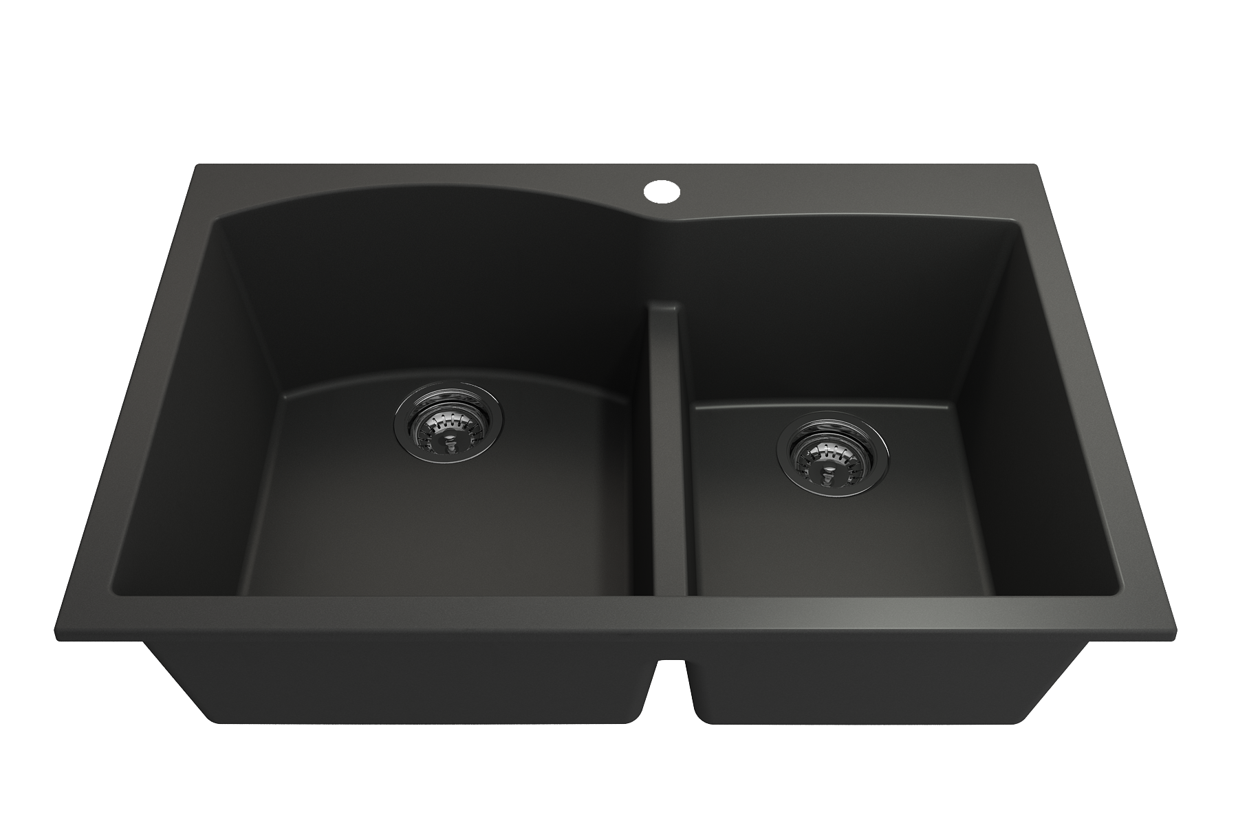 BOCCHI Campino Duo 33" Dual Mount Composite Granite Kitchen Sink, 60/40 Double Bowl, Matte Black, 1602-504-0126