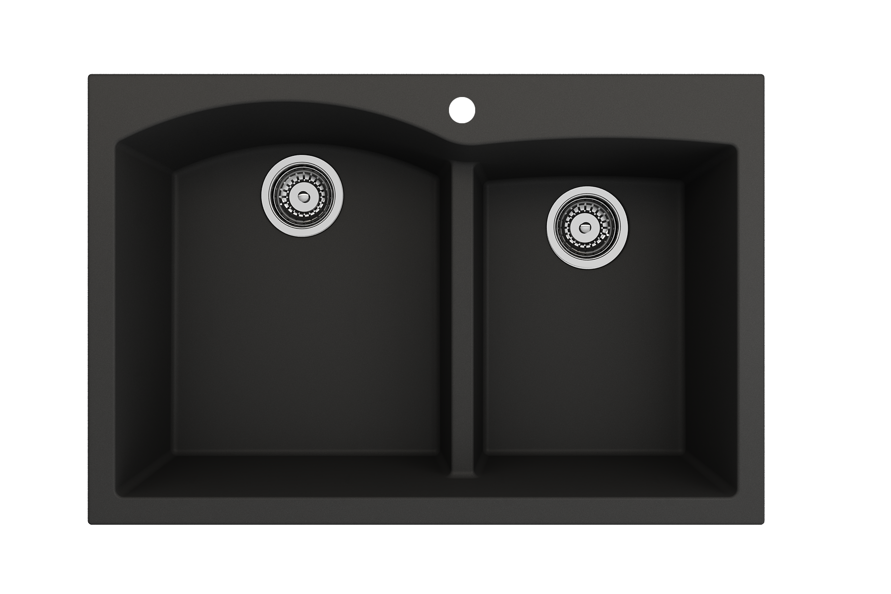 BOCCHI Campino Duo 33" Dual Mount Composite Granite Kitchen Sink, 60/40 Double Bowl, Matte Black, 1602-504-0126