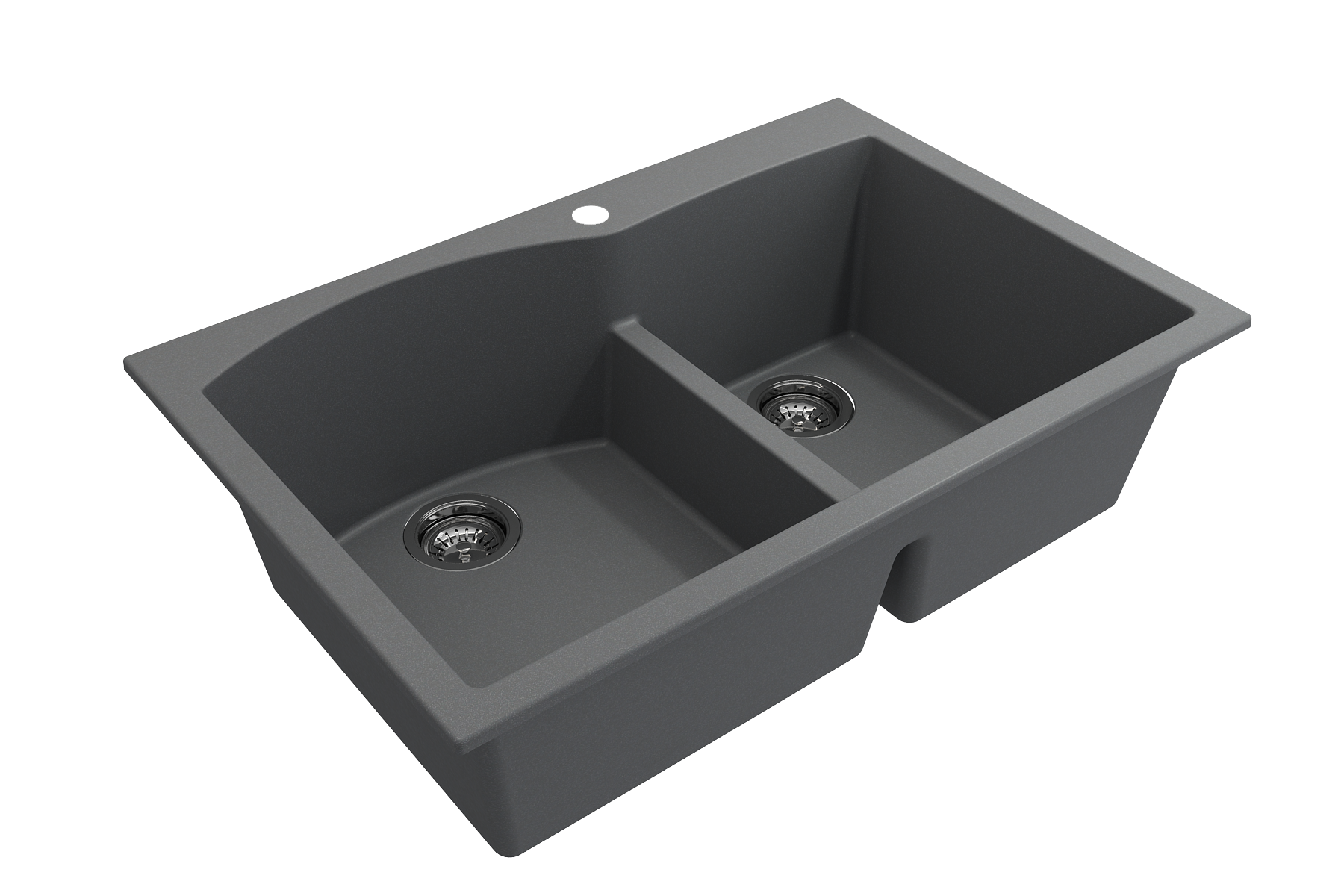 BOCCHI Campino Duo 33" Dual Mount Composite Granite Kitchen Sink, 60/40 Double Bowl, Concrete Gray, 1602-506-0126