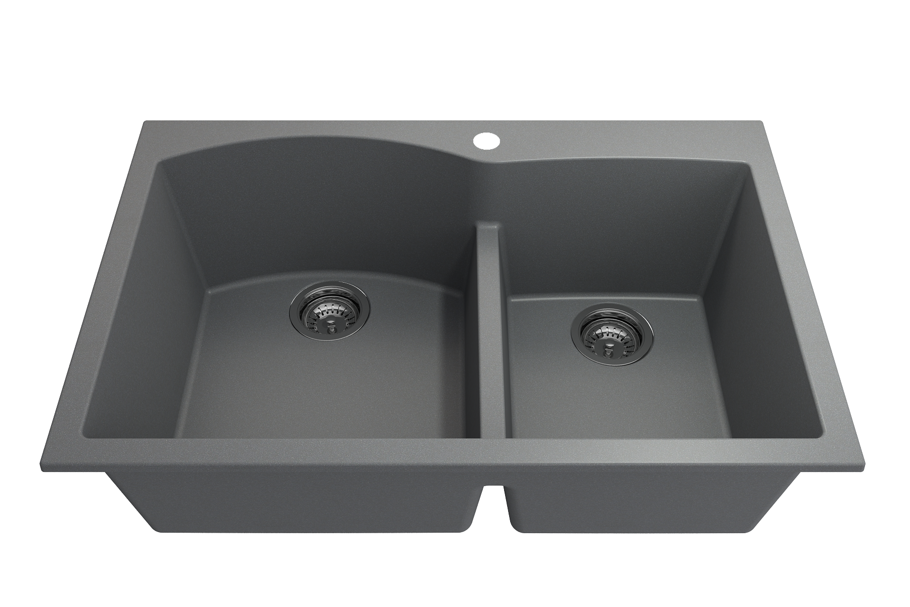 BOCCHI Campino Duo 33" Dual Mount Composite Granite Kitchen Sink, 60/40 Double Bowl, Concrete Gray, 1602-506-0126