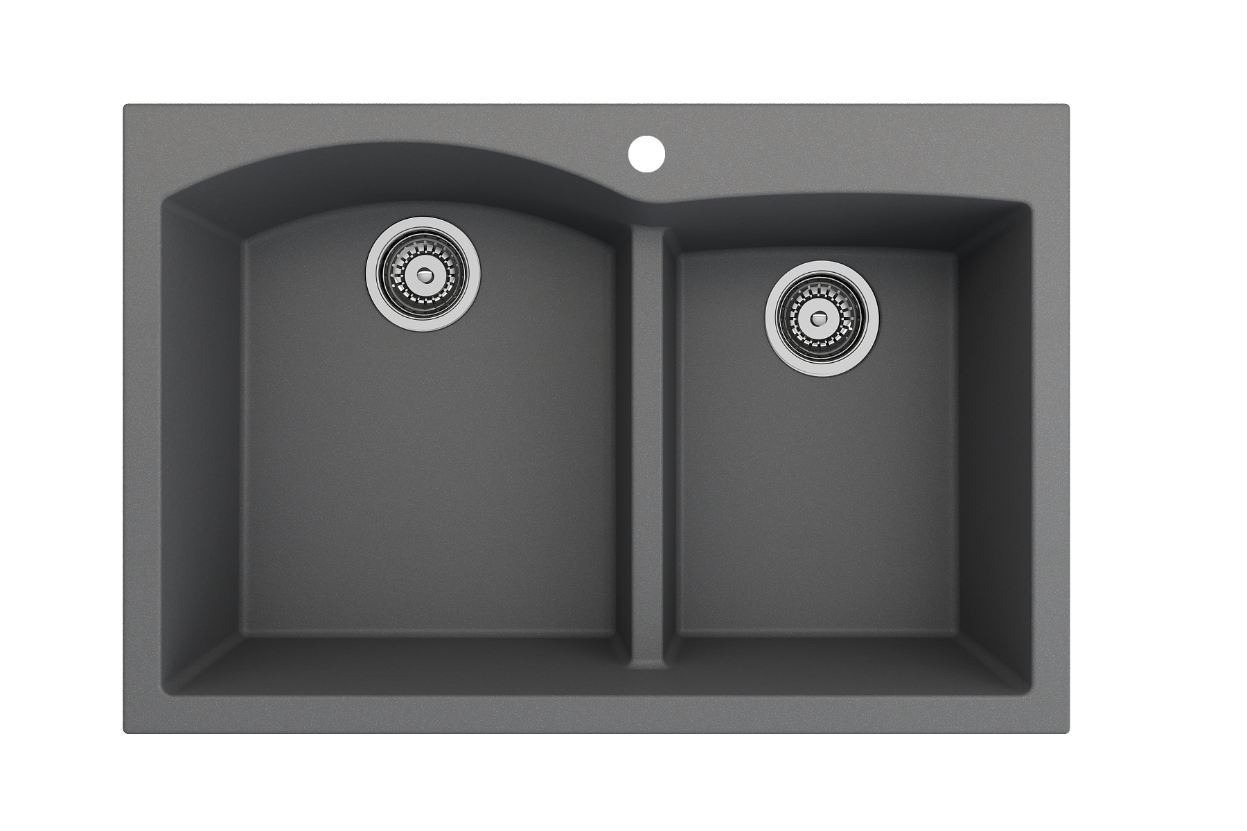 BOCCHI Campino Duo 33" Dual Mount Composite Granite Kitchen Sink, 60/40 Double Bowl, Concrete Gray, 1602-506-0126