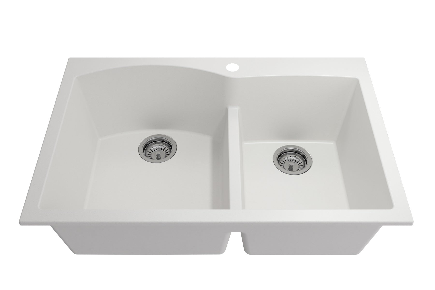 BOCCHI Campino Duo 33" Dual Mount Granite Kitchen Sink Kit with Accessories, 60/40 Double Bowl, Milk White, 1602-507-0126