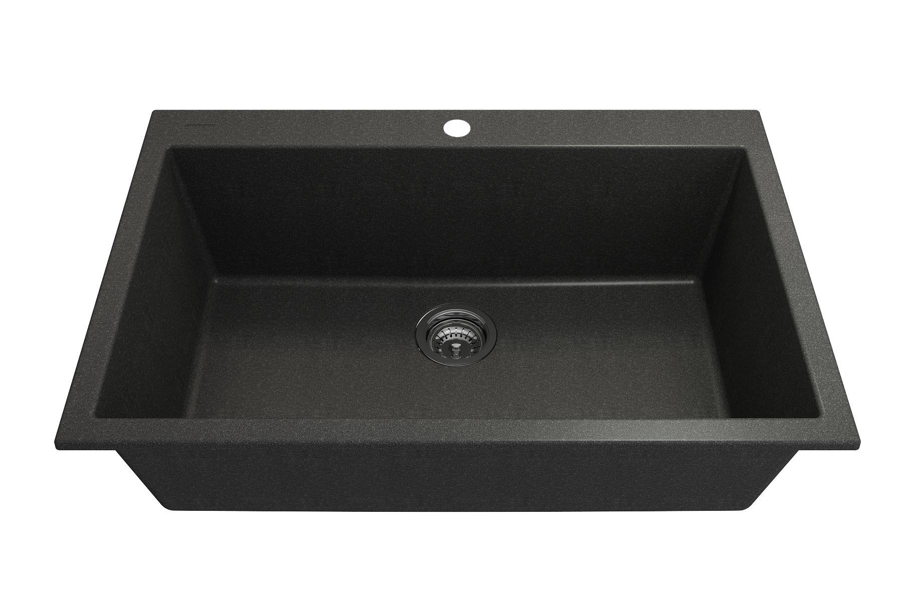 BOCCHI Campino Uno 33" Dual Mount Composite Granite Kitchen Sink, Metallic Black, 1604-505-0126