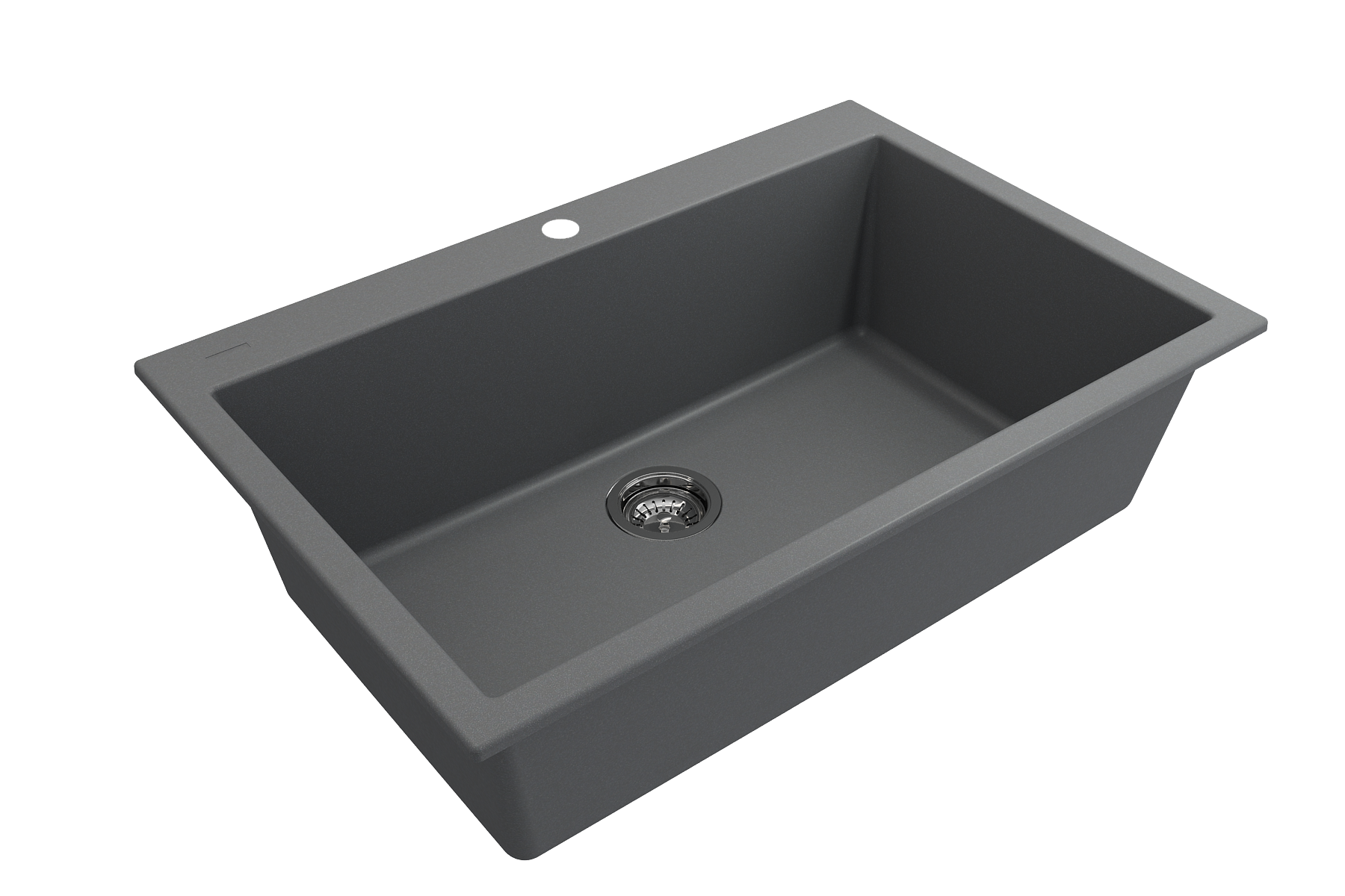 BOCCHI Campino Uno 33" Dual Mount Composite Granite Kitchen Sink, Concrete Gray, 1604-506-0126