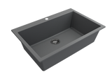 BOCCHI Campino Uno 33" Dual Mount Composite Granite Kitchen Sink, Concrete Gray, 1604-506-0126
