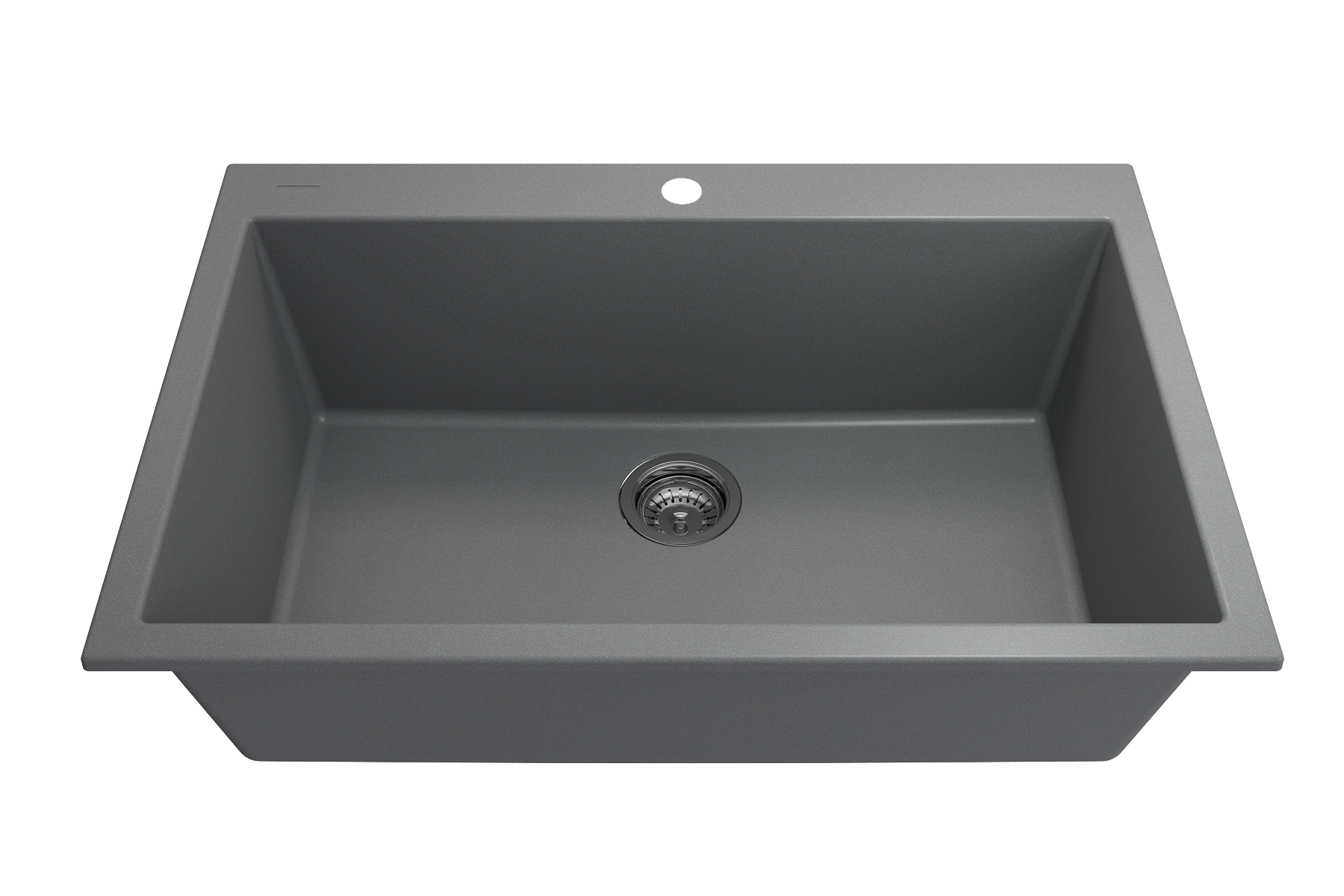 BOCCHI Campino Uno 33" Dual Mount Composite Granite Kitchen Sink, Concrete Gray, 1604-506-0126