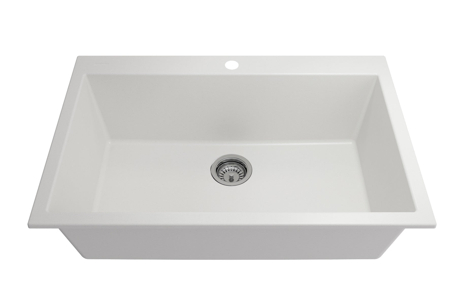 BOCCHI Campino Uno 33" Dual Mount Granite Kitchen Sink Kit with Accessories, Milk White, 1604-507-0126