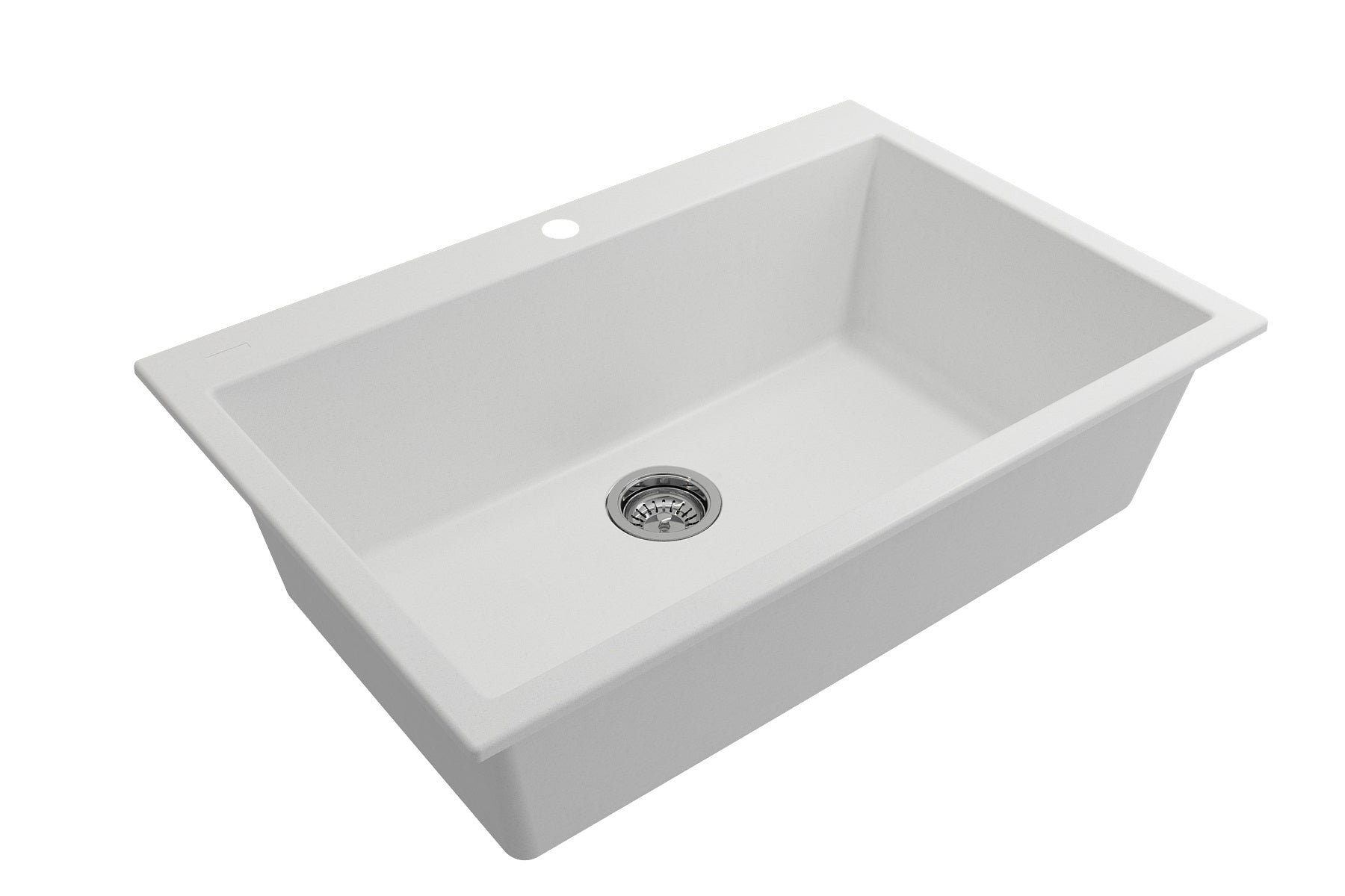 BOCCHI Campino Uno 33" Dual Mount Granite Kitchen Sink Kit with Accessories, Milk White, 1604-507-0126