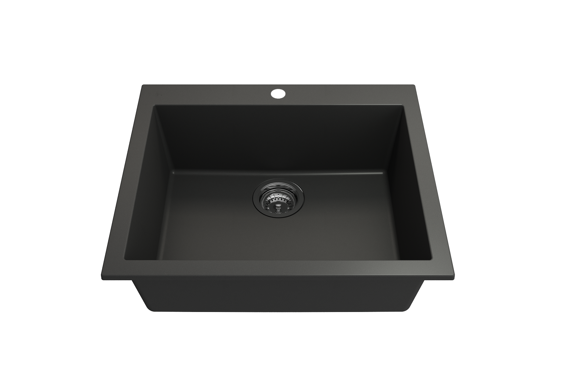 BOCCHI Campino Uno 24" Dual Mount Composite Granite Kitchen Sink, Matte Black, 1606-504-0126