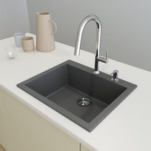 Alternate Image for BOCCHI Campino Uno 24" Dual Mount Composite Granite Kitchen Sink, Concrete Gray, 1606-506-0126