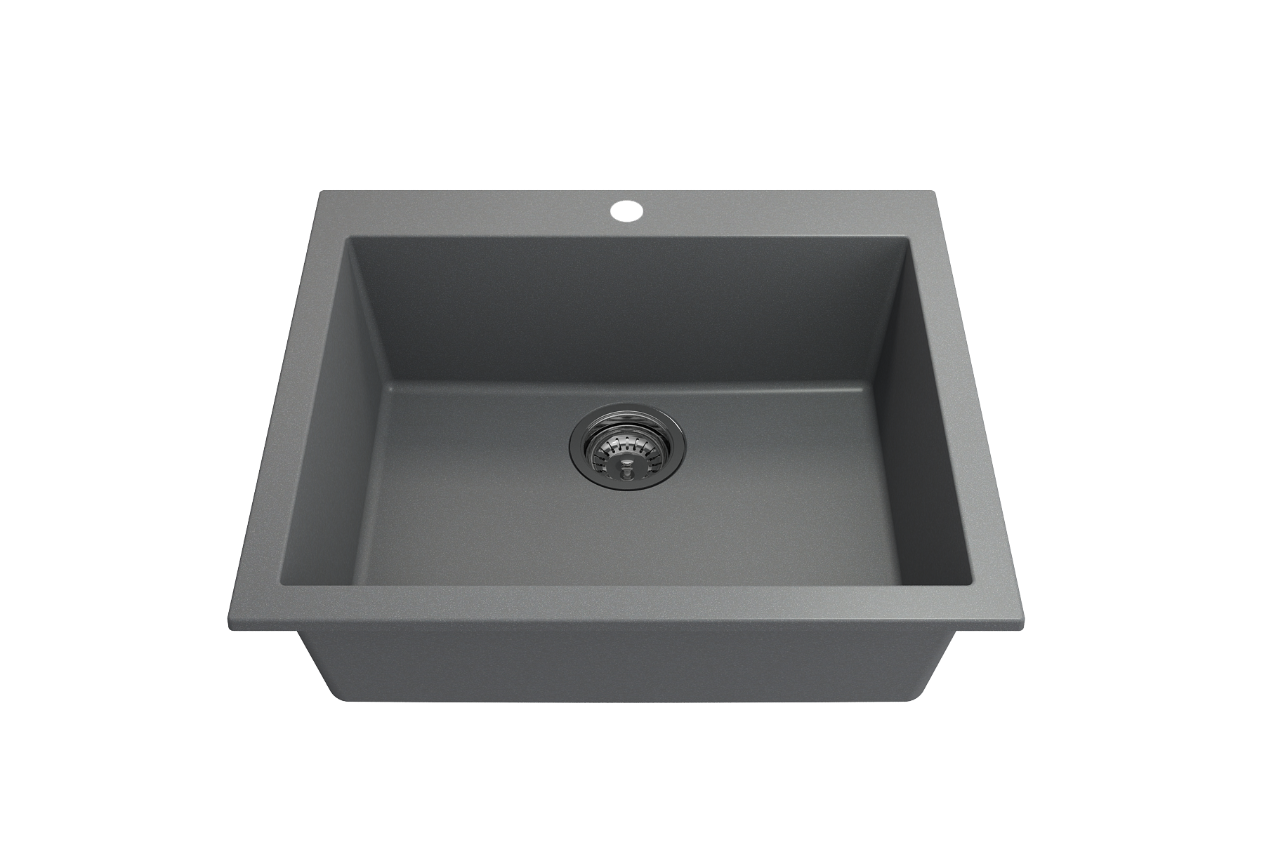 BOCCHI Campino Uno 24" Dual Mount Composite Granite Kitchen Sink, Concrete Gray, 1606-506-0126