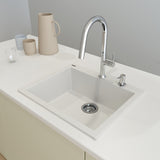 BOCCHI Campino Uno 24" Dual Mount Granite Kitchen Sink Kit with Accessories, Milk White, 1606-507-0126