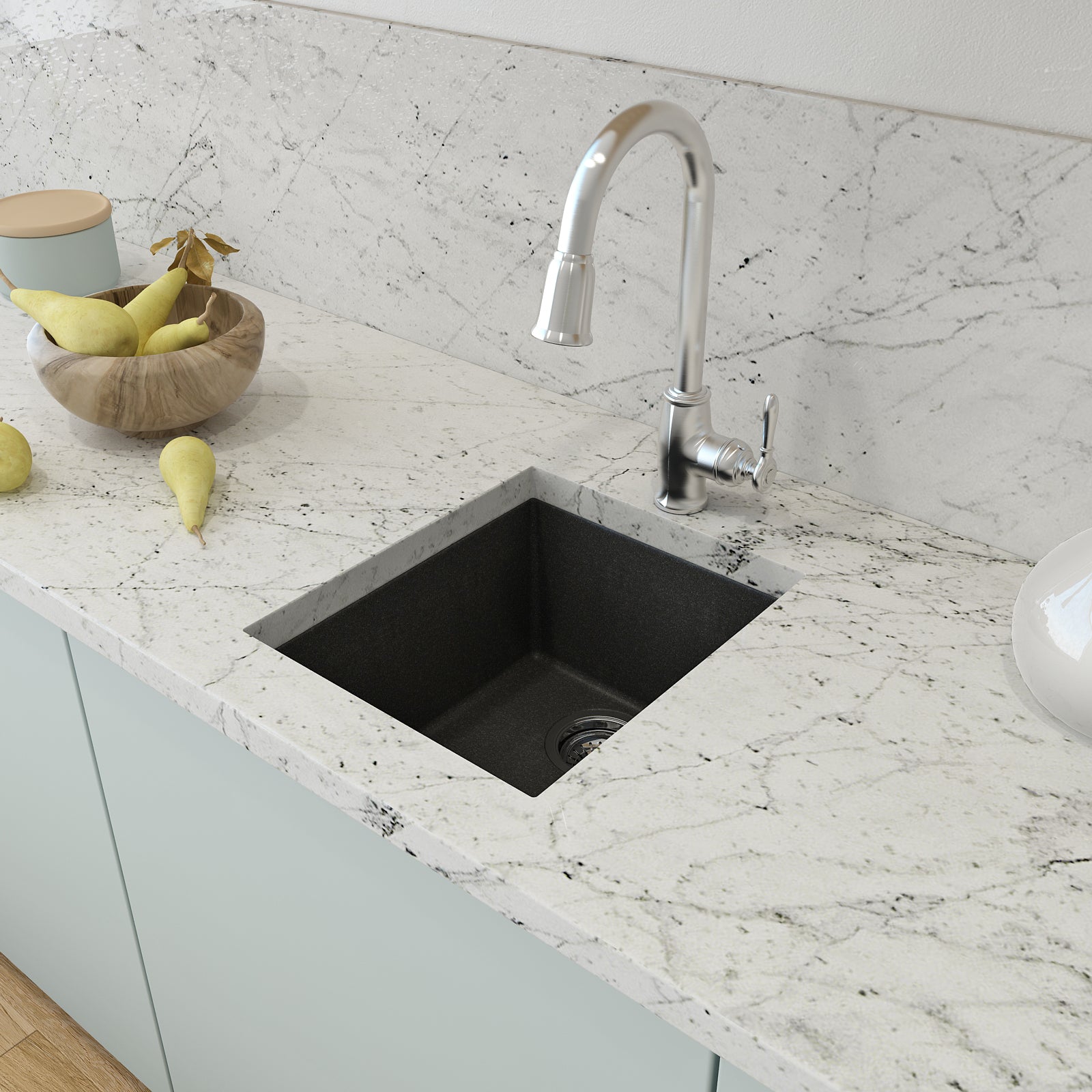 BOCCHI Campino Uno 16" Rectangle Composite Granite Bar/Prep Sink, Metallic Black, 1608-505-0126