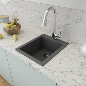 Alternate Image for BOCCHI Campino Uno 16" Rectangle Composite Granite Bar/Prep Sink, Concrete Gray, 1608-506-0126