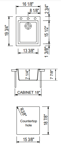 BOCCHI Campino Uno 16" Rectangle Composite Granite Bar/Prep Sink, Metallic Black, 1608-505-0126