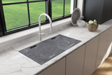 BOCCHI Baveno Lux 33" Dual Mount Granite Workstation Kitchen Sink Kit with Accessories, Concrete Gray, 1616-506-0126HP