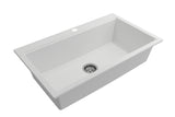 BOCCHI Baveno Lux 34" Dual Mount Granite Workstation Kitchen Sink Kit with Accessories, Milk White, 1616-507-0126